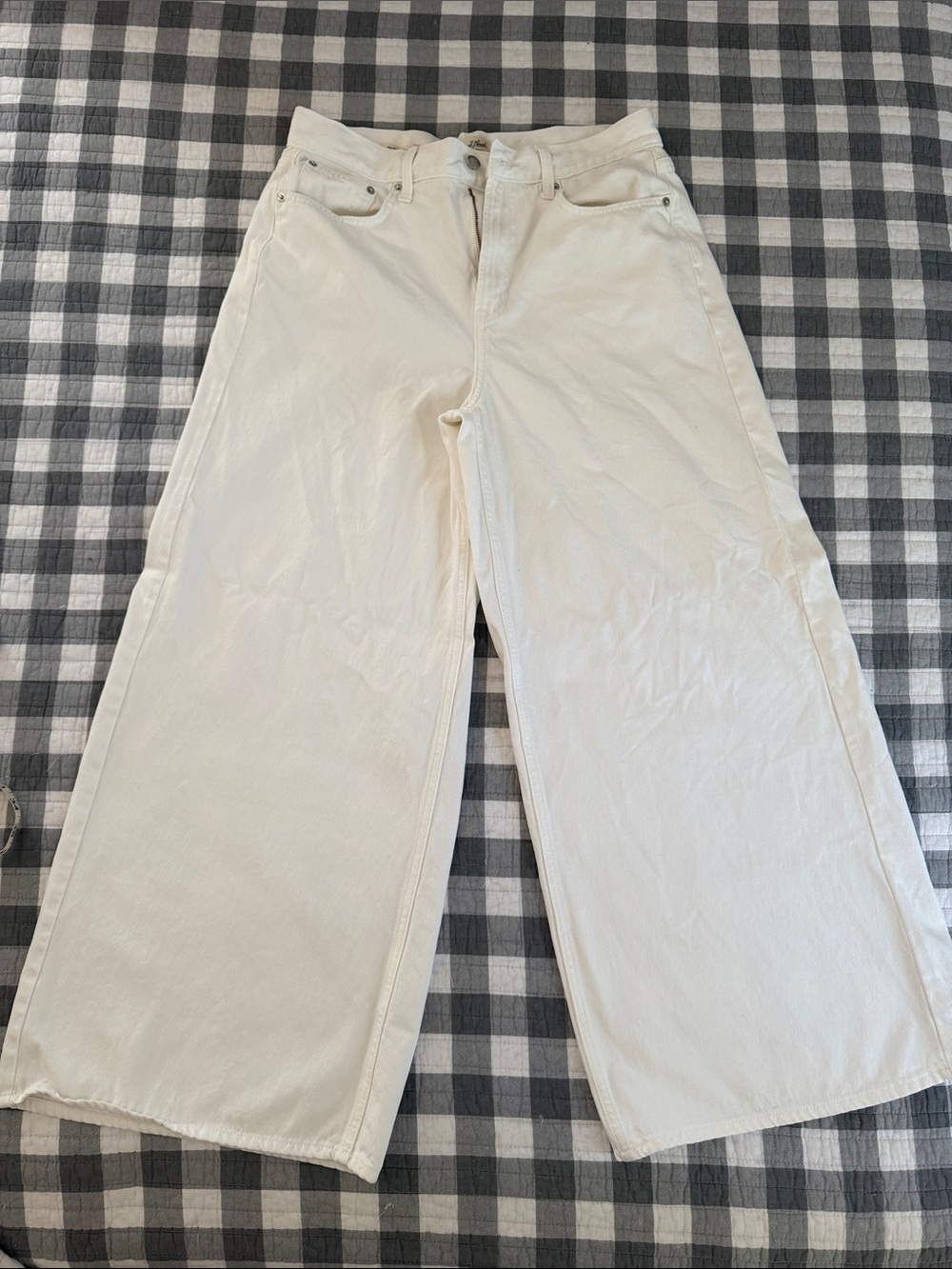 High Rise Wide Leg Palazzo Jeans in Cream